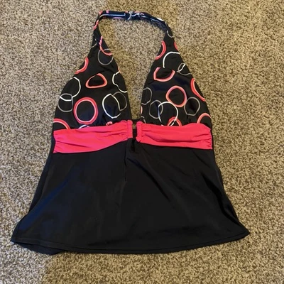 Tankini Top Negro Rosa Gris Blanco Círculo Abstracto. Jamaica Bay Talla 16 Foto 1 de 4