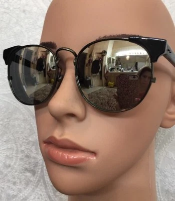 Gafas de sol Linda Farrow espejo marco negro nariz de alambre Foto 1 de 4