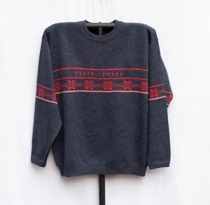 Vtg PELLE PELLE Marc Buchanan Nordic Sweater Mens XL Heavyweight Blue Red Y2K - Picture 1 of 6