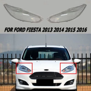 Pair Headlight Lens For Ford Fiesta 2013-16 Replace Lampshade Cover Transparent - Bild 1 von 5