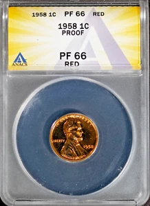 1958 1c Lincoln Head Small Cent PF 66 Red ANACS # 7695872 + Bonus - Picture 1 of 2