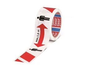 GP0,18€/m TESA Abstandstape, Abstandsband, 1,5m ABSTAND HALTEN selbstklebend 50m - Bild 1 von 5