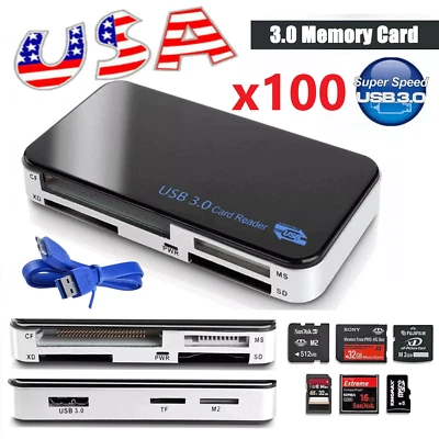 USB 3.0 Memory Card Reader Adapter 5GBPS Fit CF/TF/SD/Micro SD/XD/M2/MS Card LOT - Image 1 of 4