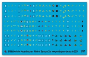 Panzer Division, Armored Division Markings Peddinghaus Decals 886 New 1/87 Scale - Picture 1 of 1