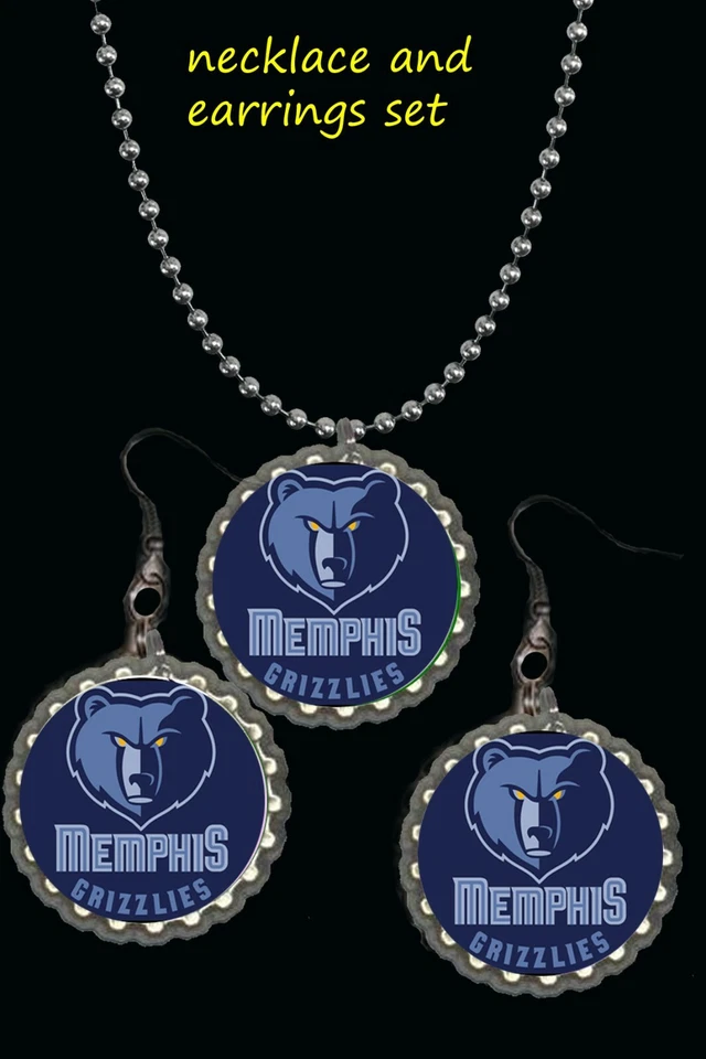 Conjunto de pendientes y collar de baloncesto Memphis Grizzlies genial imprescindible Foto 1 de 1