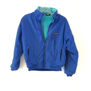 Vintage Patagonia Fleece Lined Bomber Jacket Style 28109 Boys Size 10 Blue Green - Picture 1 of 8