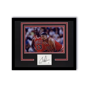CHICAGO BULLS- SCOTTIE PIPPEN SIGNED AUTOGRAPH FRAMED 11x14 DISPLAY JSA PHOTO  - Picture 1 of 1