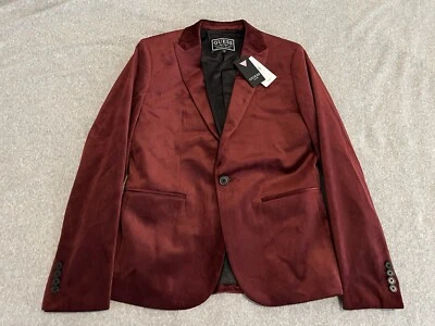 GUESS Fulham Burgundy Velvet Jacket Sport Coat Blazer Mens Small NWT - Image 1 of 4