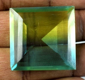 76.20 Ct Square Cut Bi-Color Tourmaline 28 x 28 mm Gemstone Certified C8367 - Picture 1 of 10