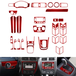 For Volkswagen Jetta 11-14 Red Carbon Fiber Full Kits Interior Trim - Picture 1 of 13