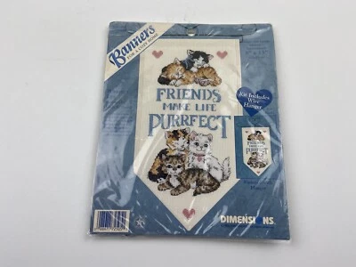 Dimensions Friends Make Life Purrfect Cross Stitch Stitch Kit Bell Pull Cat - Image 1 of 4