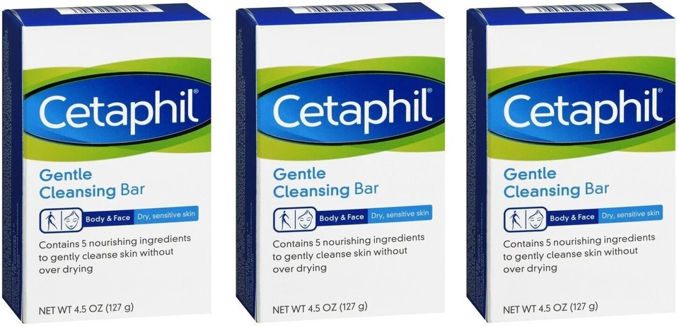 3ct Cetaphil Gentle Cleansing Bar Hypoallergenic 4.5 Ounce