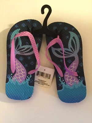 Mermaid flip flops Size 2 3 large sandals tails multi color shoes new - Image 1 of 2