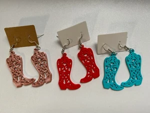 Cowgirl Cowboy Boot Dangle Earrings Custom 3D Printed - Free Shipping! Cute! - Picture 1 of 17