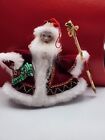Russian Traditional Fabric Dress Doll Christmas Ornament 4" Porcelain Head Santa