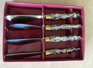 Arthur Court African Animals Canaoe Knife Spreaders Set 4 in Box Stainless Blade