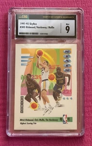 1991 SkyBox #303 Golden State Warriors RUN TMC Tim Hardaway HALL OF FAME CGC 9 - Picture 1 of 12