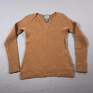 Suéter de Lana Wicked Mujer Pequeño Henley Cuello en V Manga Larga Marrón Lana - Imagen 1 de 9