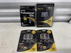 New PNY PREMIUM 2GB SDHC Card Class & Lexar Professional 8GB Card 133X 20Mb - Picture 1 of 6