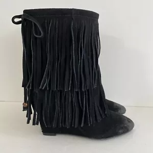 Ralph Lauren Denim & Supply Donata Negro Gamuza Flecos Botas de Cuña para Mujer 5 - Imagen 1 de 7