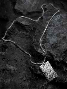 Pure Titanium Necklace 3mm Chain Dog Tag Pendant Handmade Men Women Jewelry Gift - Picture 1 of 14