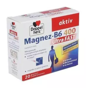 DOPPELHERZ AKTIV Magnez-B6 400 Ultra Fast 20 saszetek - Foto 1 di 1