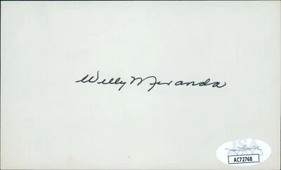 Willy Miranda Baltimore Orioles Signed 3x5 Index Card JSA Authenticated - Image 1 of 2