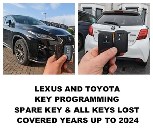 PROGRAMACIÓN LLAVE TOYOTA Y LEXUS. REPUESTO O TODAS LAS LLAVES PERDIDAS. CUBIERTO HASTA 2024 - Imagen 1 de 1