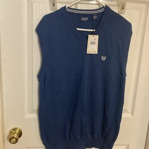 NEW Chaps Blue/Navy V-Neck Sweater Vest Mens Size L Lightweight Cotton NWT $50 - Picture 1 of 7