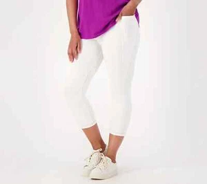 LOGO Layers by Lori Goldstein Regular Capris With Pockets-White-XS A602956 NEW - Picture 1 of 1