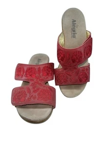 ALEGRIA Sandalen Damen Gr. 40 Leder Stickerei rosa Blumen verstellbar - Bild 1 von 8