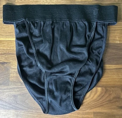 Vtg Hanro Panties Rio String Baumwolle Cotton Hi Cut Briefs Black Size L HTF - Image 1 of 4