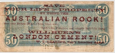 1864 Confederate $50 T-66 Advertising Note - AUSTRALIAN ROCK - W. T. DEARING - Image 1 of 2
