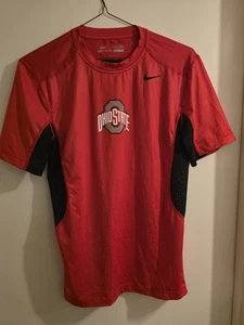 Men's Nike Pro Red Ohio State Buckeyes Football Team Shirt Medium - Picture 1 of 4