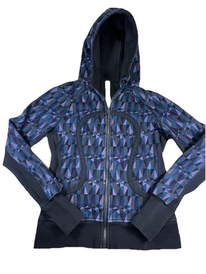 Sudadera con capucha de buceo Lululemon para mujer talla 10 sudadera con capucha cremallera estampado floral púrpura Foto 1 de 4