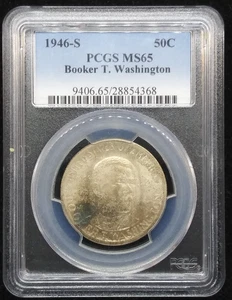 1946-S Booker T. Washington Silver Commemorative Half Dollar 50c PCGS MS65 - Picture 1 of 2
