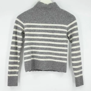 Women's Vince Striped Cashmere Funnel Neck Gray Sweater XS Extra Small - Picture 1 of 5