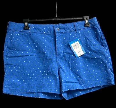 Шорты женские Columbia PFG размер 14 4L синие в горошек с карманами для улицы логотип Chino - Изображение 1 из 4