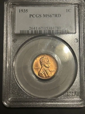 PCGS 1935 GEM MINT STATE 67 RED LINCOLN WHEAT CENT - Image 1 of 4