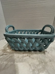 Grace’s Pantry schöner aquablauer Keramik gewebter Brotkorb 8,5” L 6” B 4” H - Bild 1 von 9