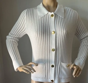 NEW ST JOHN KNIT S 4/6  BRIGHT WHITE CARDIGAN - Picture 1 of 8