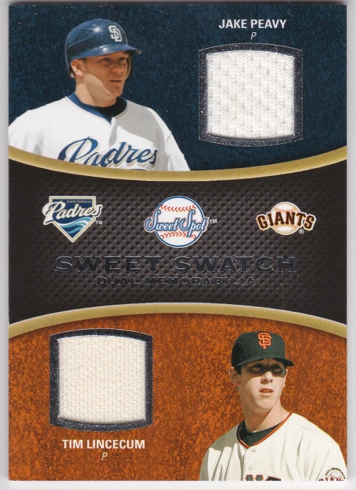 2008 Sweet Spot Swatches Dual #DSPL Jake Peavy Tim Lincecum Jersey - NM - Image 1 of 1
