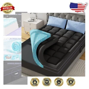 Luxury 3-Inch California King Mattress Topper with Cooling Gel and Soft Pillows - Picture 1 of 9