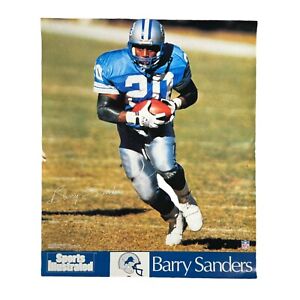 Vintage 1990 Barry Sanders Detroit Lions Sports Illustrated Poster 16x20 NFL