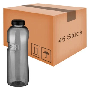45 Stück Tritan Trinkflasche 1 Liter Wasserflasche Flasche Kavodrink schwarz - Bild 1 von 7