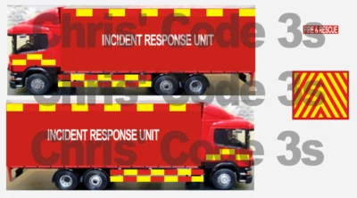 Code 3 Adhesive Vinyl Decals Suit 1/76 Oxford Diecast Rigid - Fire Incident Unit
