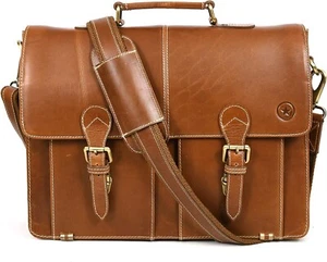 Maletín de cuero bolso de oficina para hombre funda acolchada para computadora portátil de Aaron Leather Goods - Imagen 1 de 8