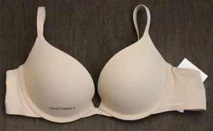 Nuevo con etiquetas Calvin Klein QF1120 ""Perfectamente Ajuste"" Camiseta Push-Up Push-Up Beige 34D - Imagen 1 de 7