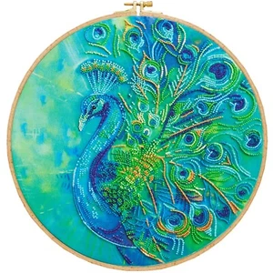 Abris Art Bead Embroidery Kit Royal Peacock, Needlepoint Kit, DIY Beaded Peacock - Picture 1 of 10
