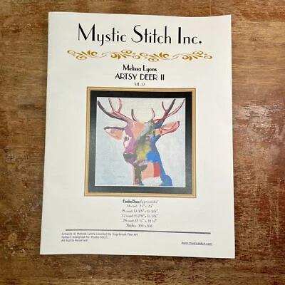 Folleto raro con patrón de punto de cruz de Melissa Lyons ARTSY DEER II Foto 1 de 4